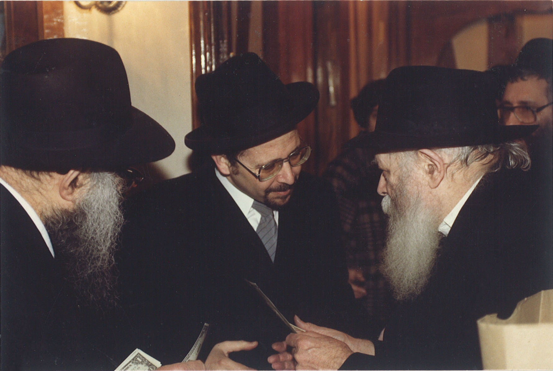 The Lubavitcher Rebbe, Rabbi Menachem Mendel Schneerson, meeting Rabbi Ahron Daum